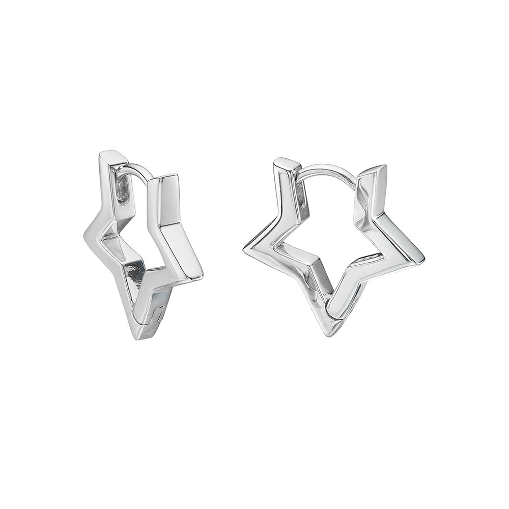 Little Star Sterling Silver Star Hoop Earrings