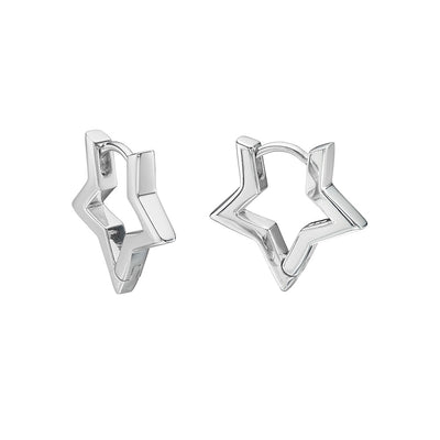 Little Star Sterling Silver Star Hoop Earrings