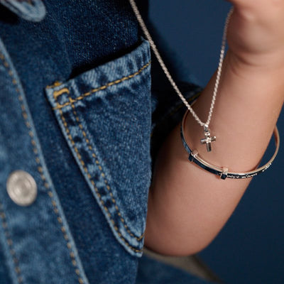 Little Star Sterling Silver Grace Diamond Cross Necklace