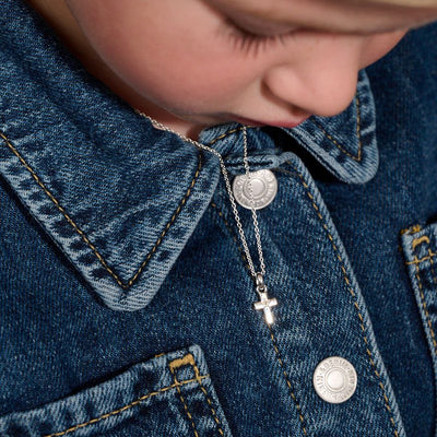 Little Star Sterling Silver Grace Diamond Cross Necklace