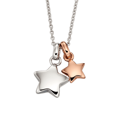 Little Star Suki Rose Gold Sterling Silver Double Star Pendant