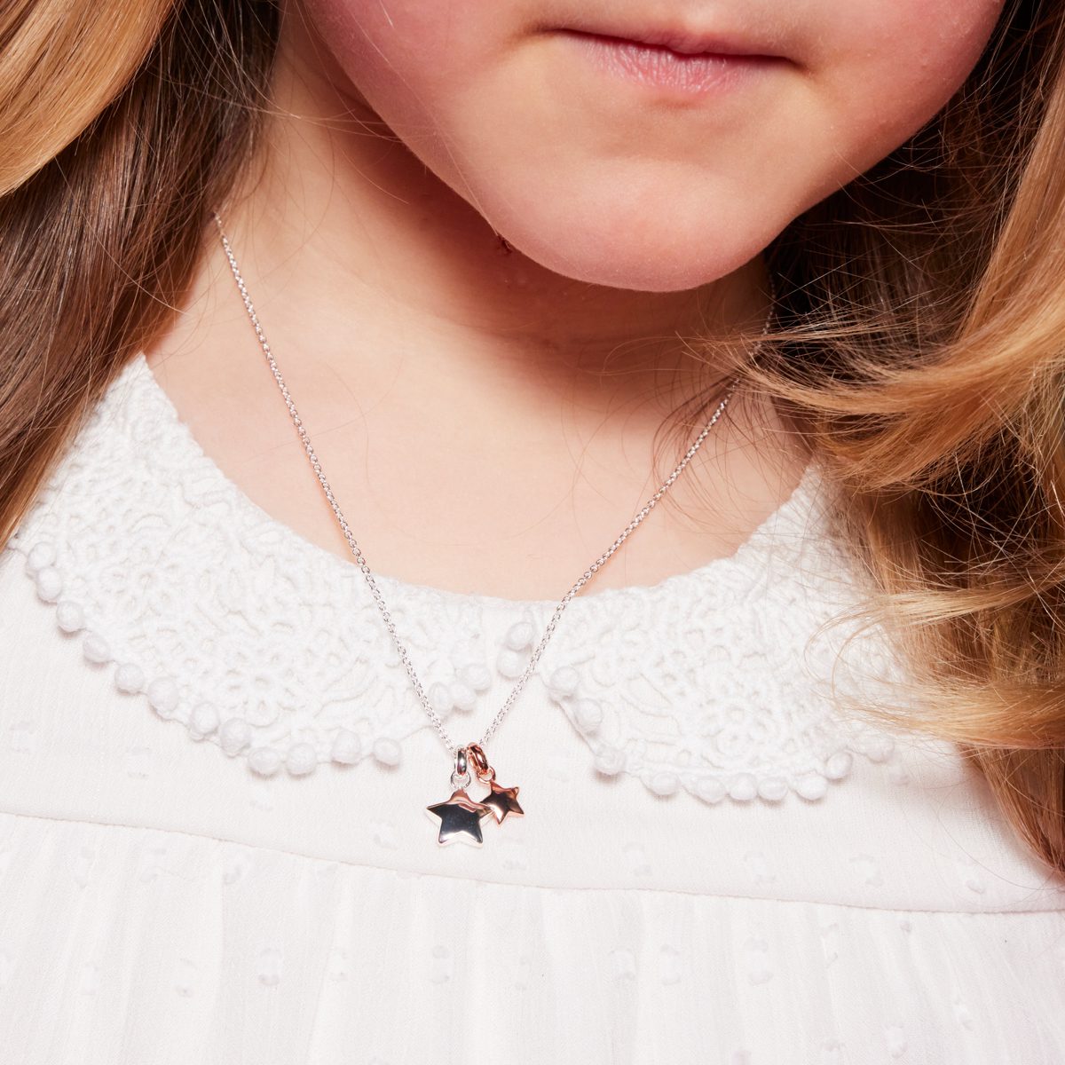 Little Star Suki Rose Gold Sterling Silver Double Star Pendant