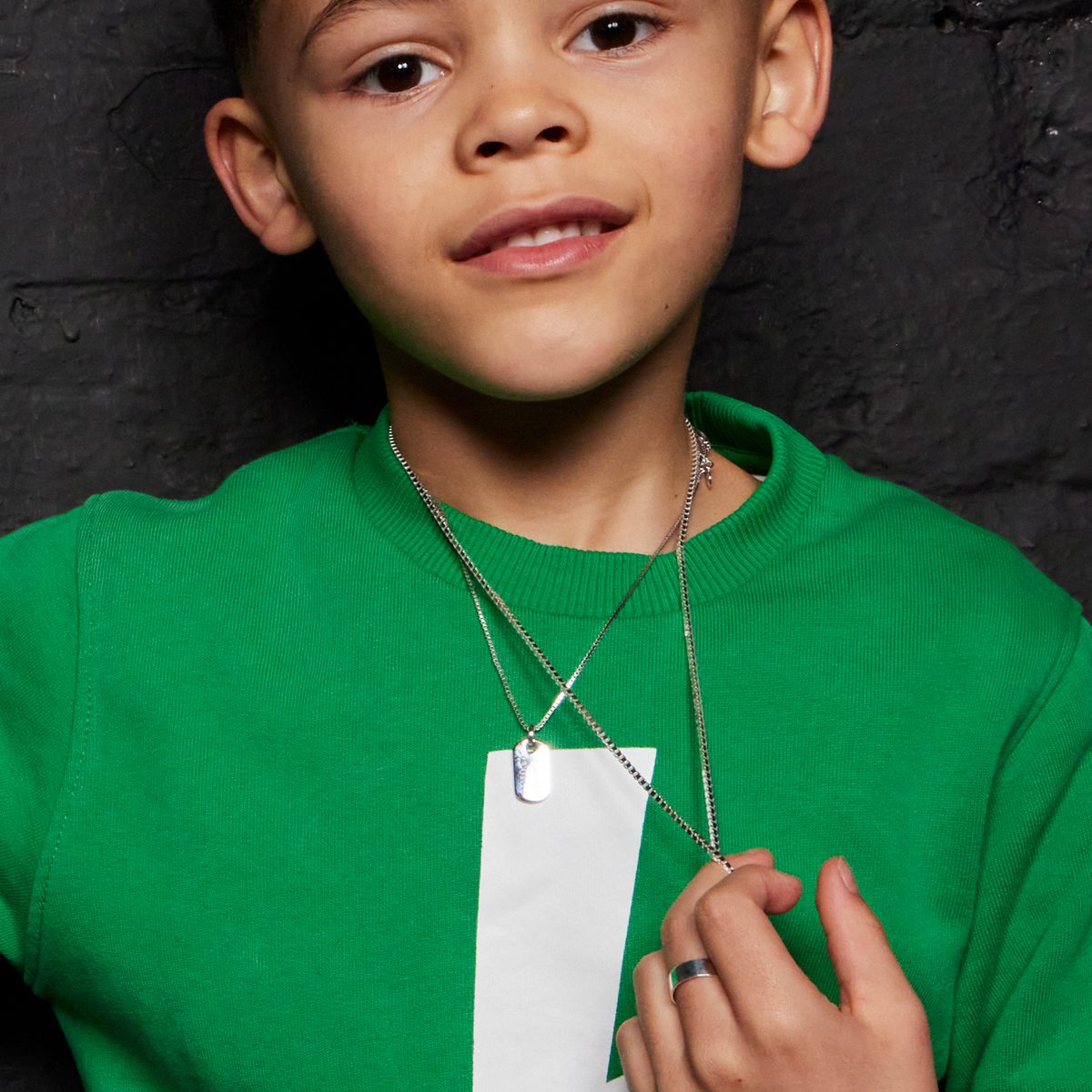 Little Star Sterling Silver Oli Boys Tag Necklace