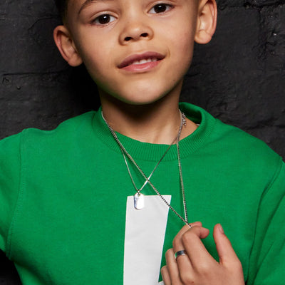 Little Star Sterling Silver Oli Boys Tag Necklace
