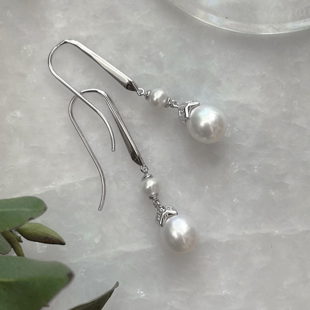 Kit Heath Astoria Glitz Twin Pearl Drop Earrings