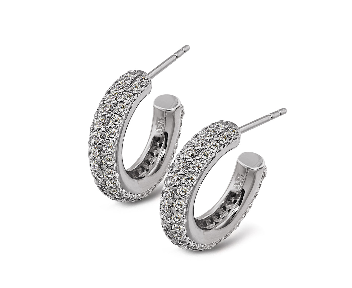 Unique & Co Sterling Silver Cubic Zirconia Stud Earrings