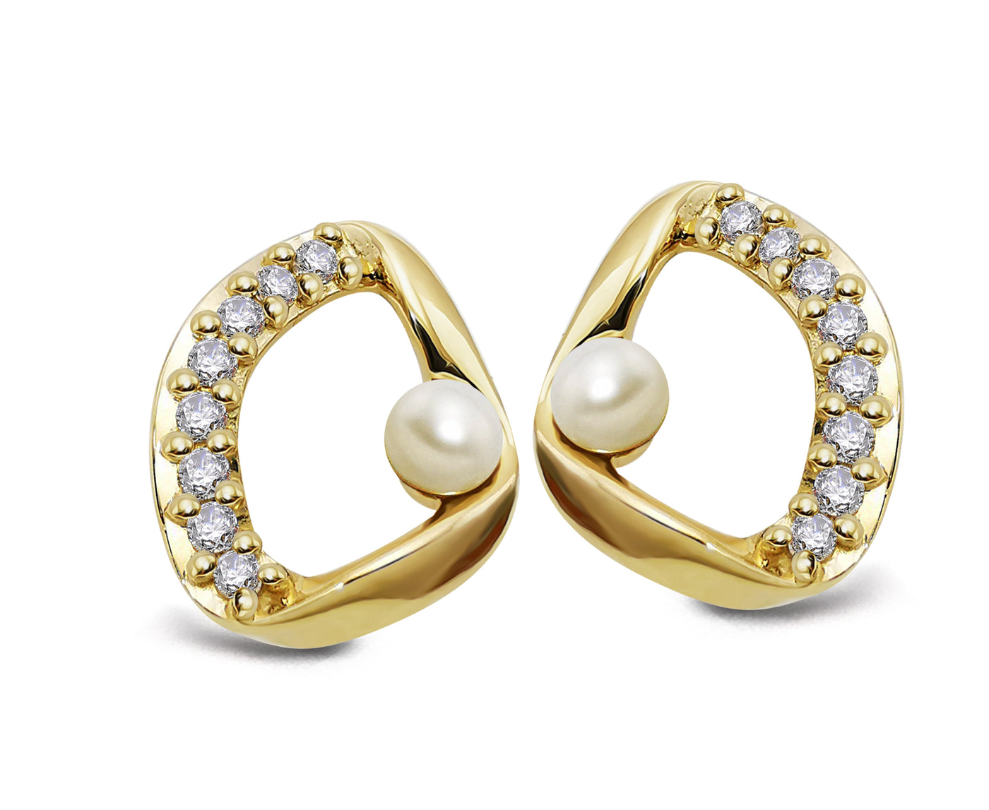 Unique & Co Gold Vermeil and Cubic Zirconia Stud Earrings