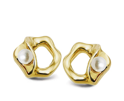 Unique & Co Gold Vermeil Pearl Stud Earrings