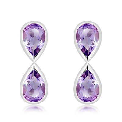 Unique & Co Sterling Silver Amethyst Drop Earrings