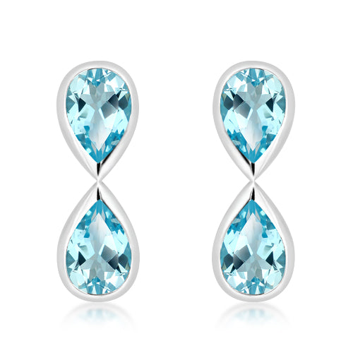 Unique & Co Sterling Silver Blue Topaz Drop Earrings