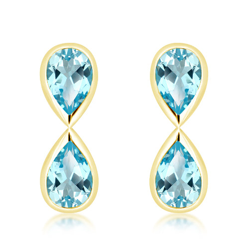 Unique & Co Gold Vermeil Blue Topaz Drop Earrings