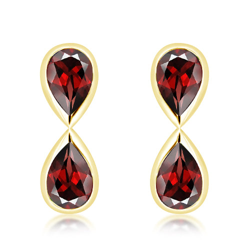 Unique & Co Gold Vermeil Garnet Drop Earrings