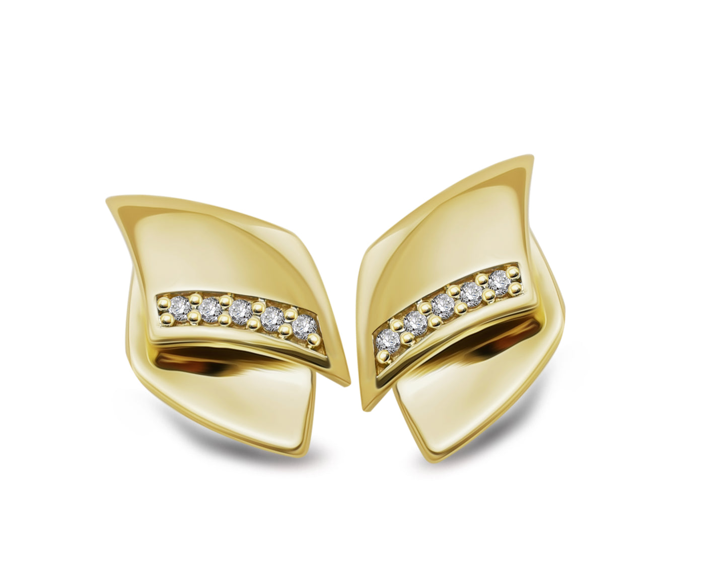 Unique & Co Gold Vermeil Cubic Zirconia Stud Earrings