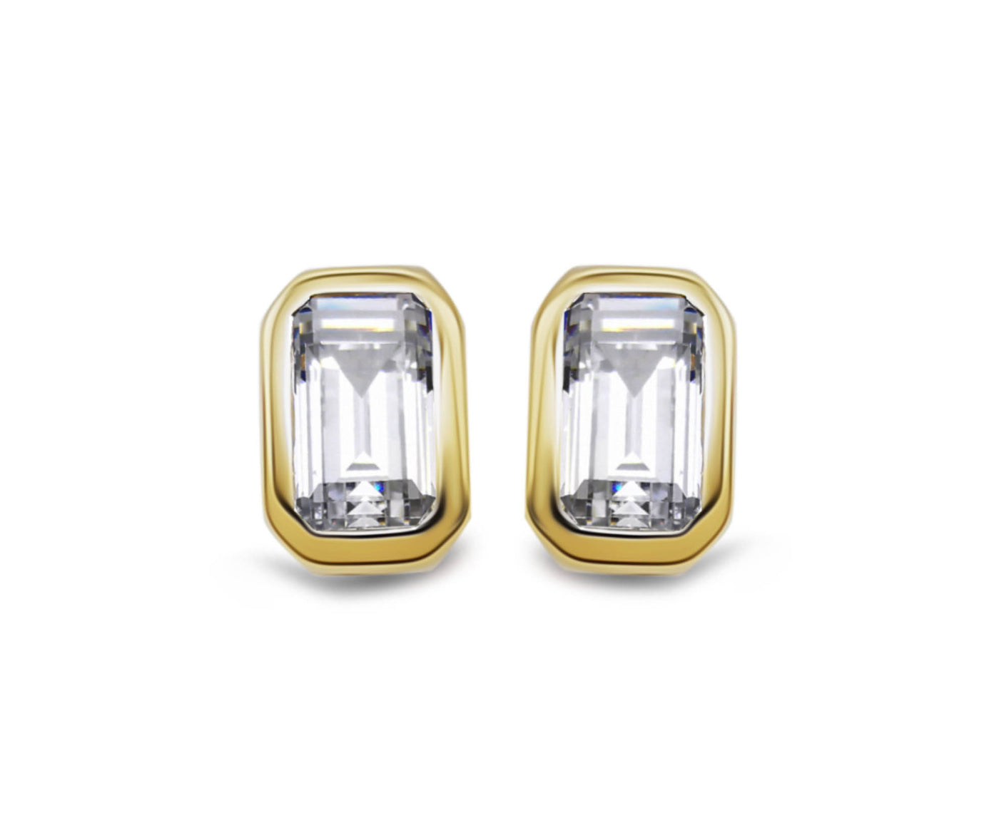 Unique & Co Gold Vermeil Cubic Zirconia Stud Earrings