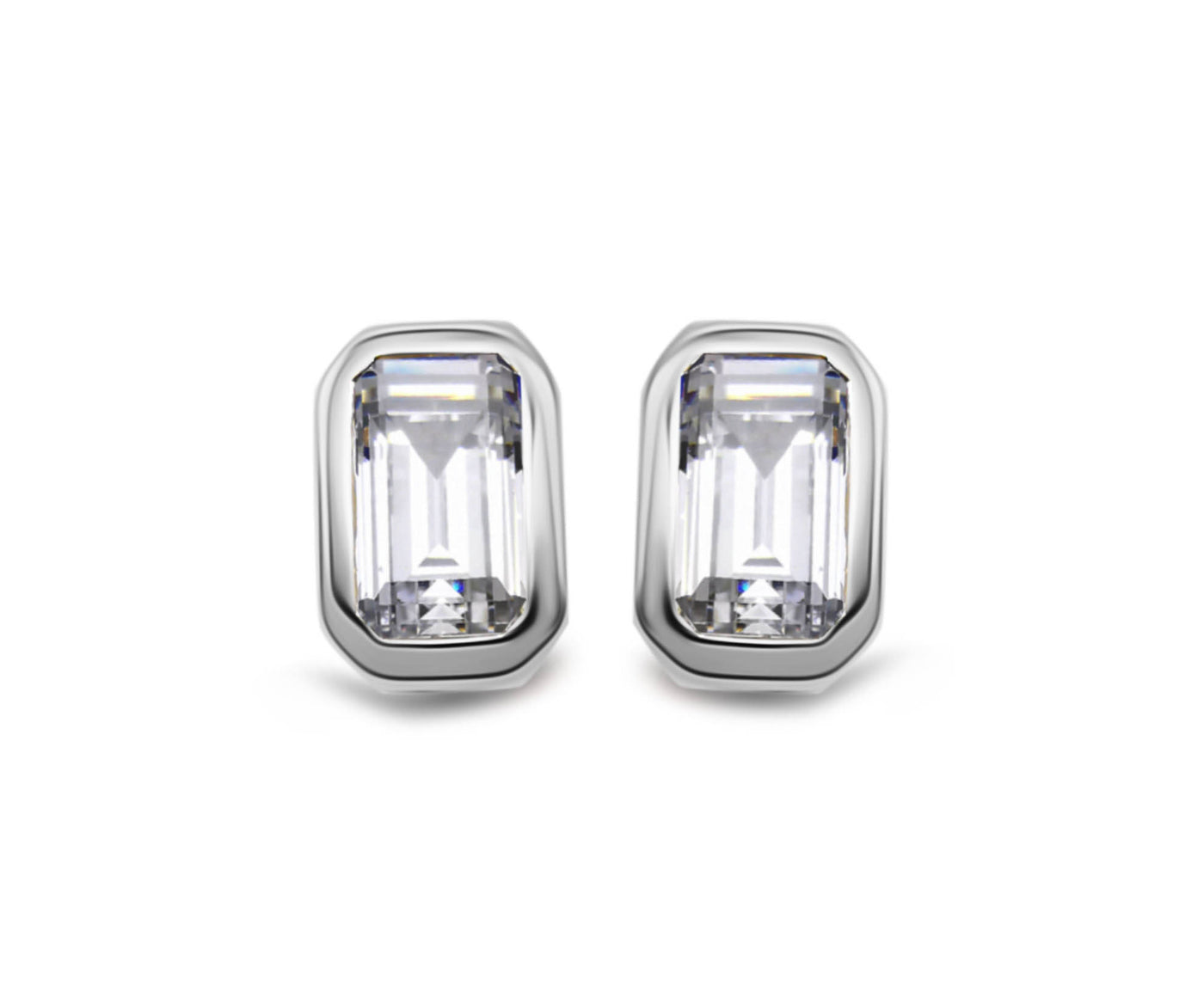 Unique & Co Sterling Silver Cubic Zirconia Stud Earrings