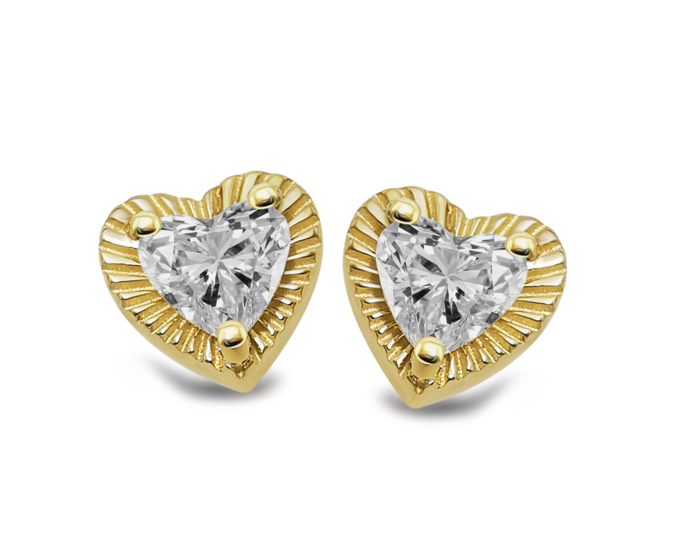 Unique & Co Gold Vermeil Cubic Zirconia Heart Stud Earrings