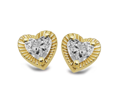 Unique & Co Gold Vermeil Cubic Zirconia Heart Stud Earrings