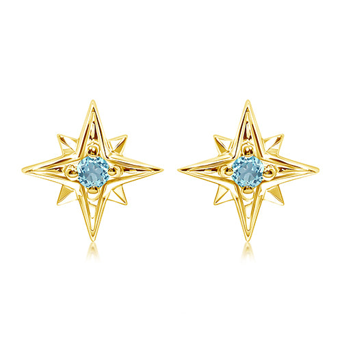 Gold Vermeil Blue Topaz Stud Earrings