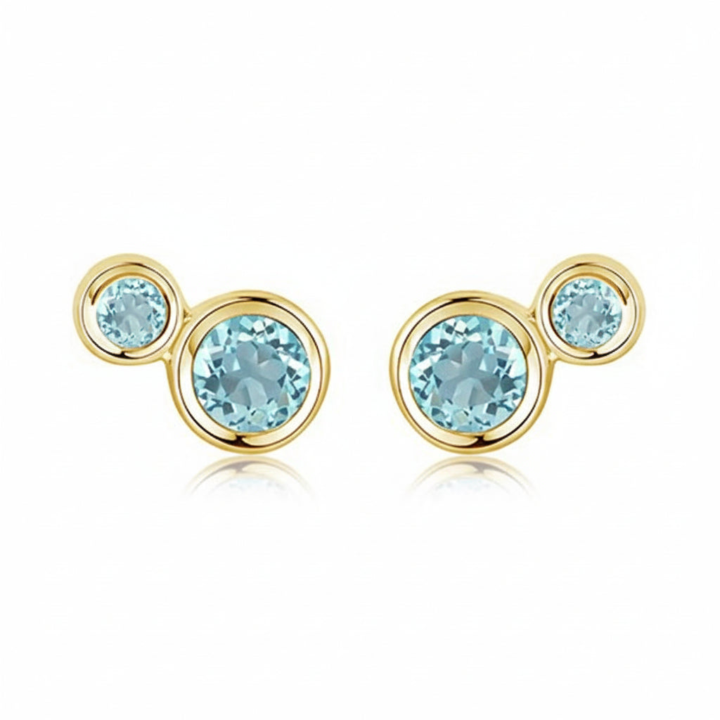 Gold Vermeil Blue Topaz Stud Earrings
