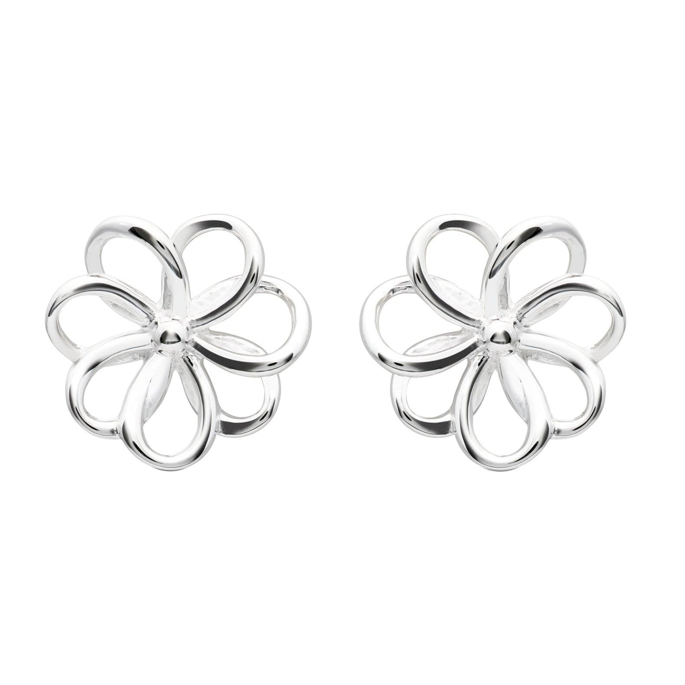 Unique & Co Sterling Silver Flower Outline Stud Earrings - Rococo Jewellery