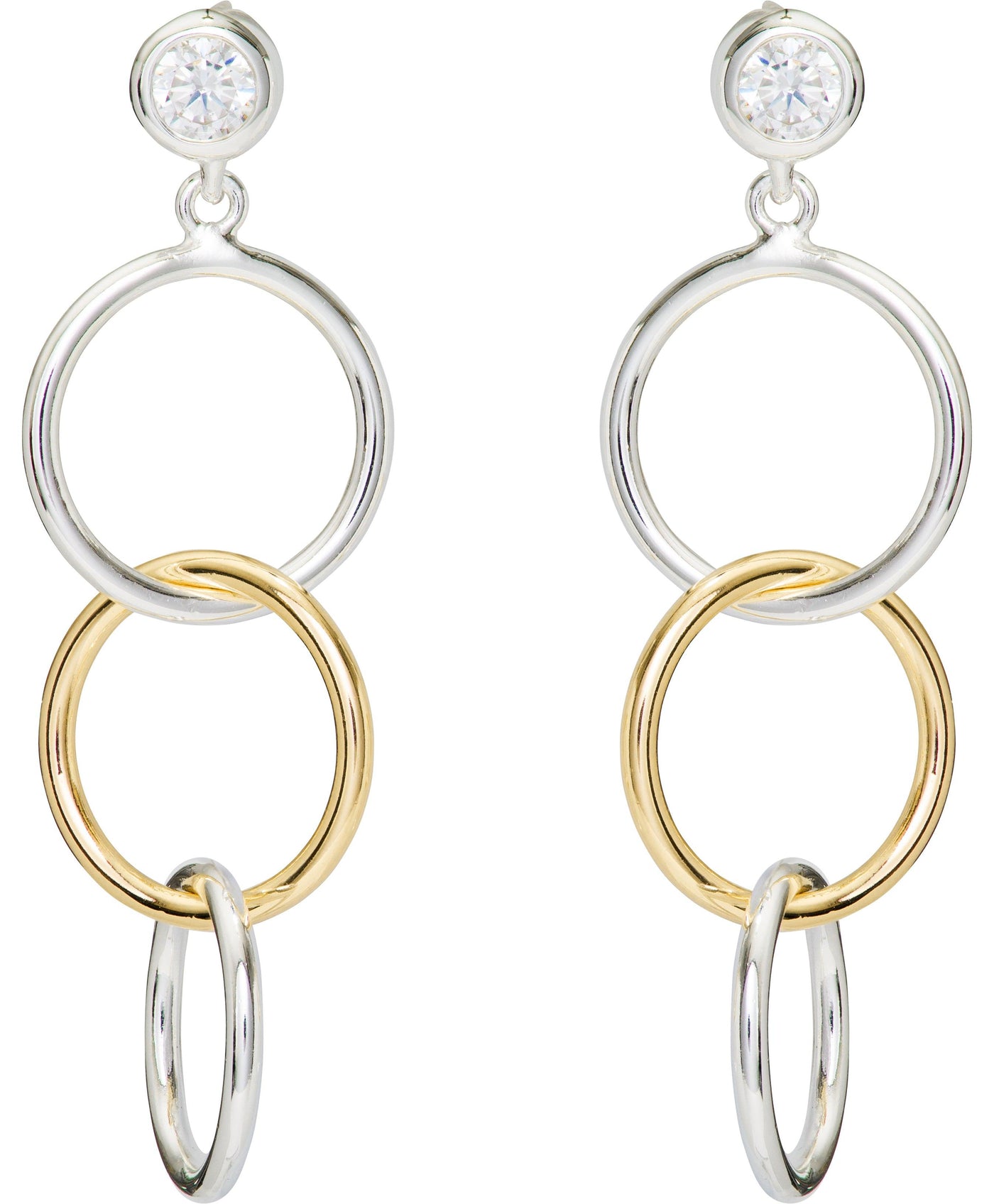 Unique & Co Sparkling Golden Circles Drop Earrings - Rococo Jewellery