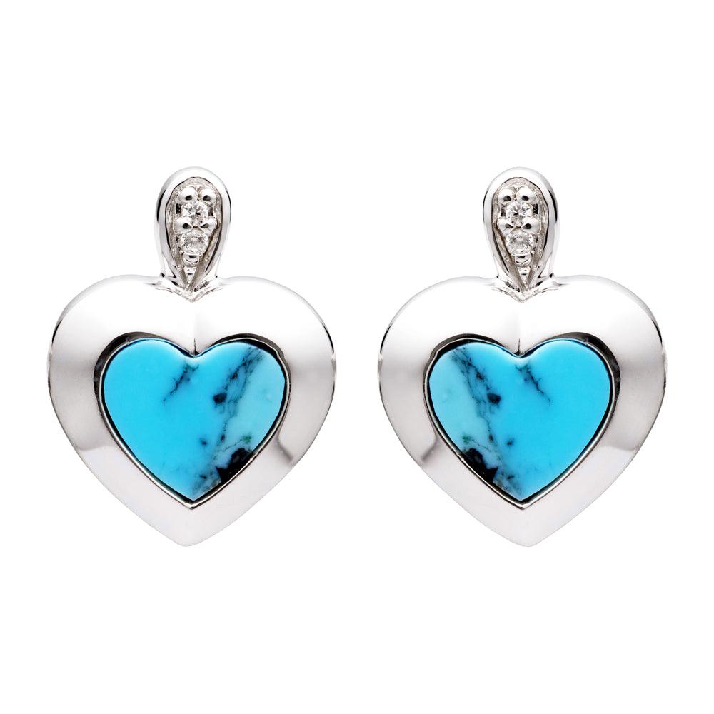 Unique & Co Silver Turquoise and Cubic Zirconia Stud Earrings - Rococo Jewellery