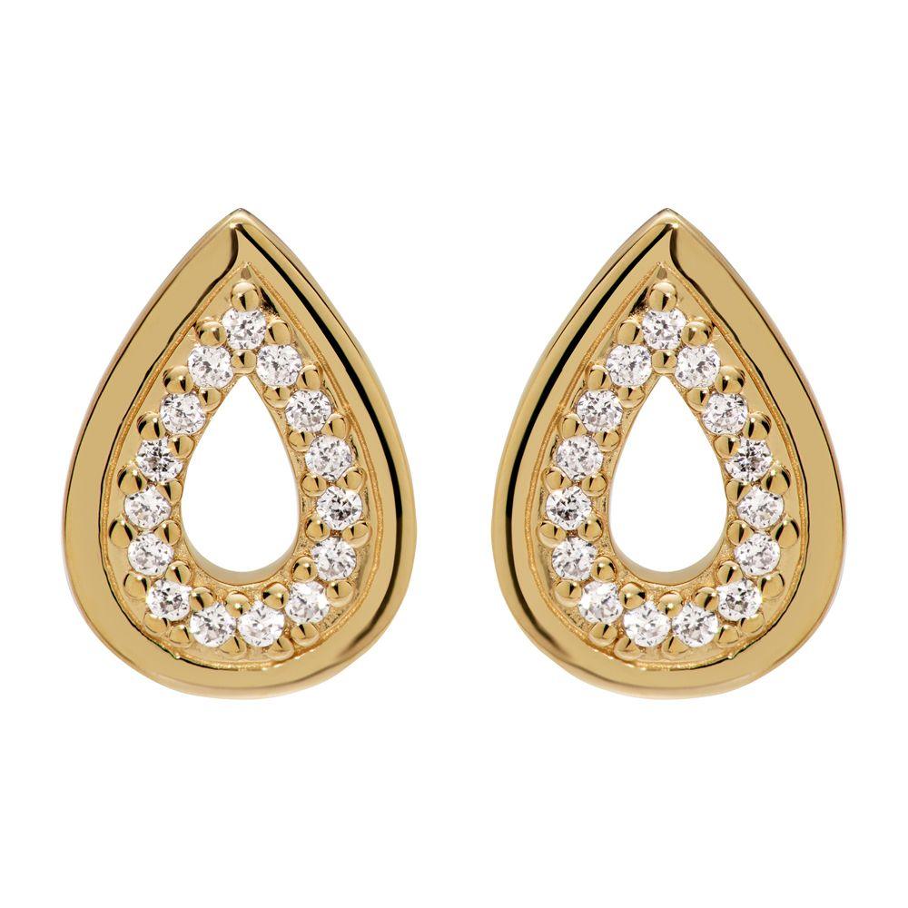 Unique & Co Gold Cubic Zirconia Teardrop Earrings - Rococo Jewellery