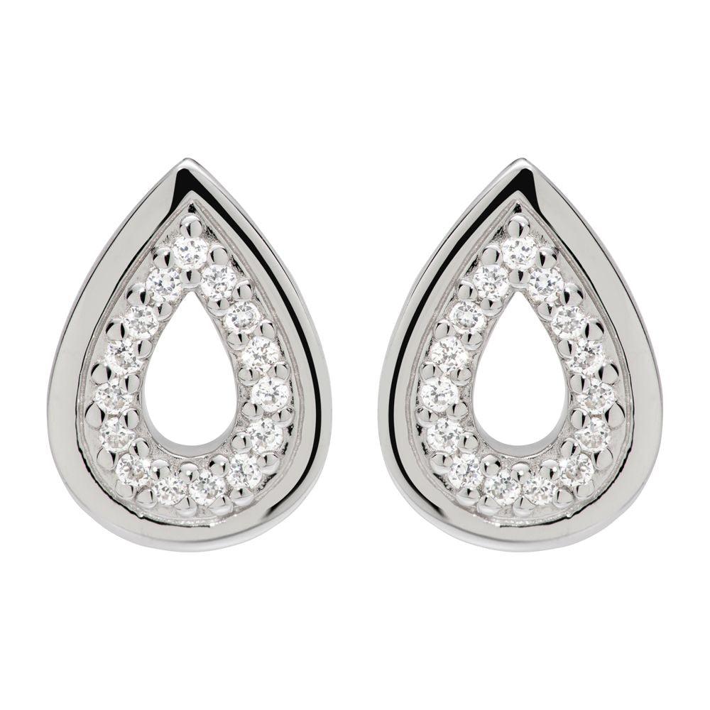Unique & Co Silver Cubic Zirconia Teardrop Stud Earrings - Rococo Jewellery