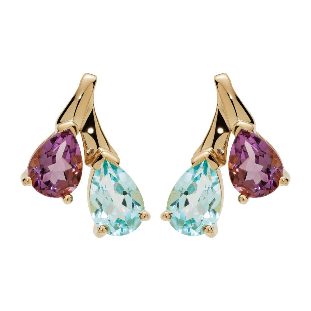 Unique & Co Gold Vermeil Amethyst and Blue Topaz Stud Earrings - Rococo Jewellery