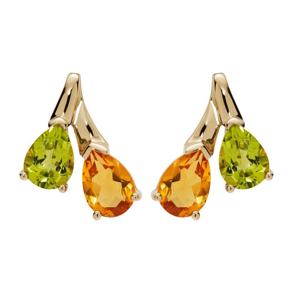 Unique & Co Gold Vermeil Citrine and Peridot Stud Earrings - Rococo Jewellery