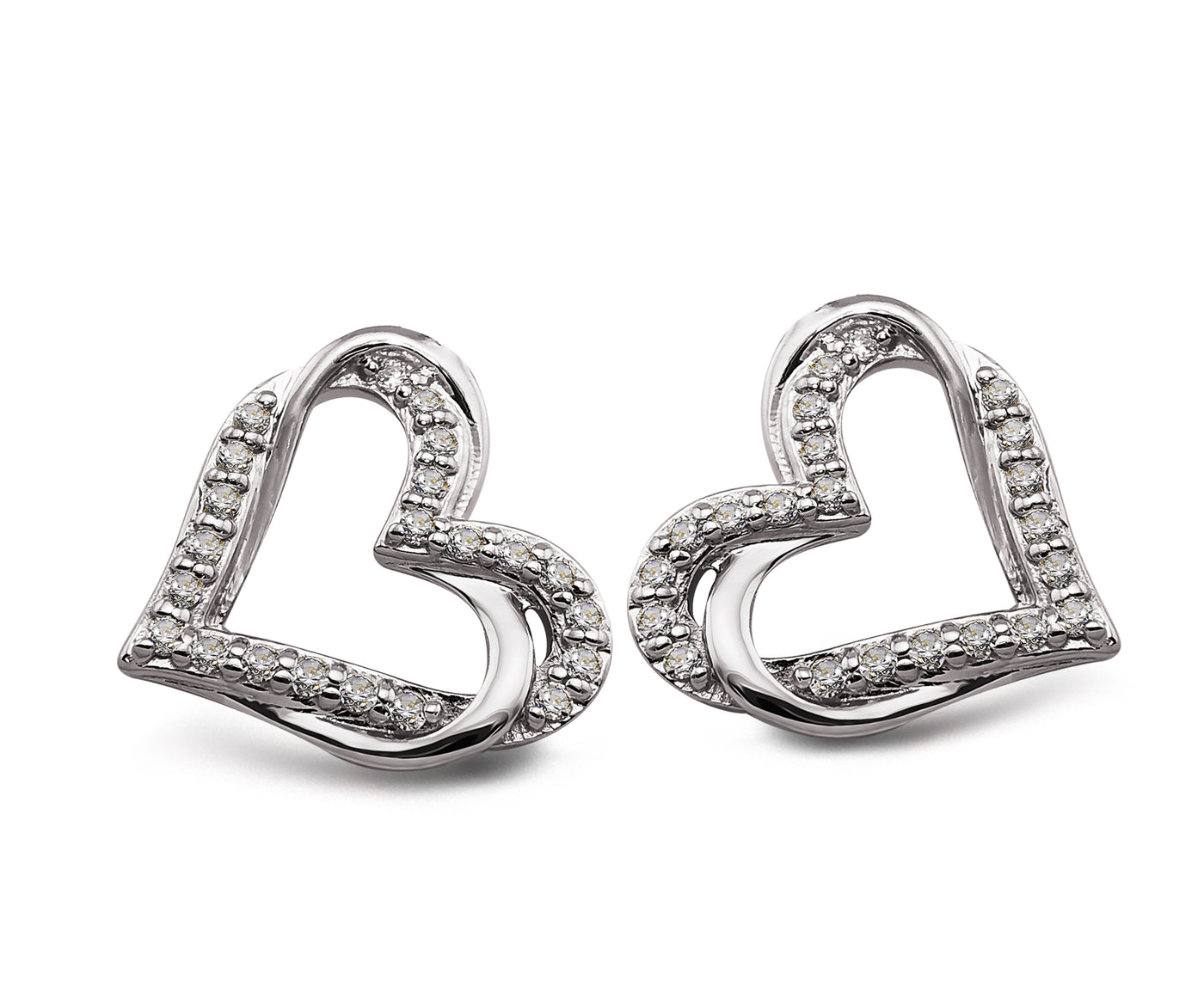 Unique & Co Silver Heart Cubic Zirconia Stud Earrings