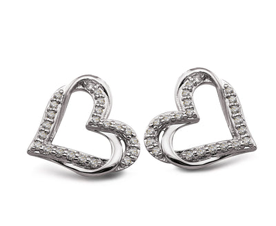 Unique & Co Silver Heart Cubic Zirconia Stud Earrings