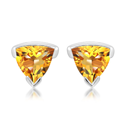Unique & Co Sterling Silver Lemon Citrine Stud Earrings