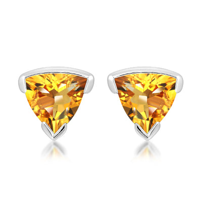Unique & Co Sterling Silver Lemon Citrine Stud Earrings