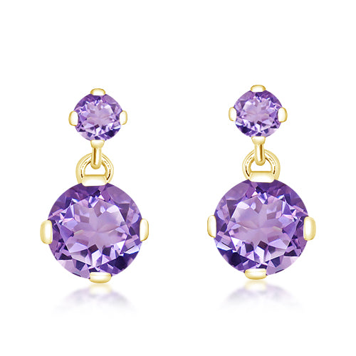 Unique & Co Gold Amethyst Drop Earrings