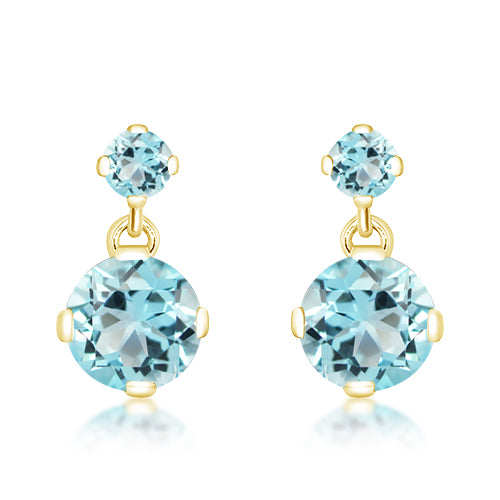 Unique & Co Gold Blue Topaz Drop Earrings