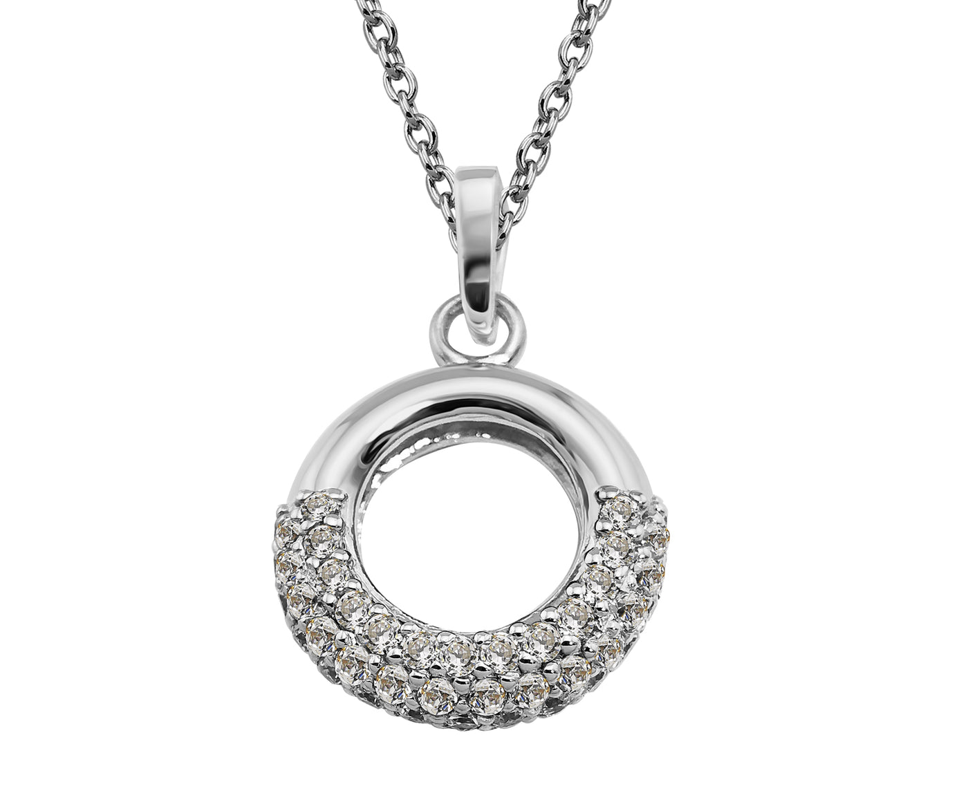 Unique & Co Sterling Silver Cubic Zirconia Pendant Necklace