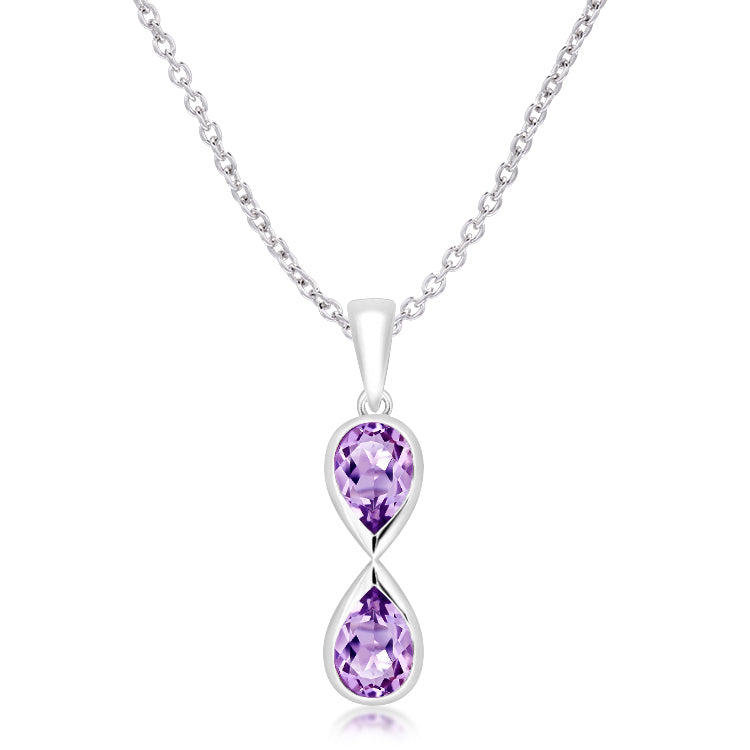 Unique & Co Sterling Silver Amethyst Pendant Necklace