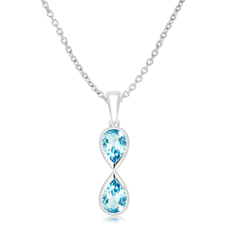 Unique & Co Sterling Silver Blue Topaz Pendant Necklace