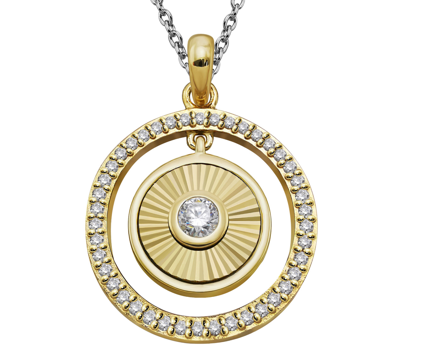Gold Vermeil Cubic Zirconia Pendant Necklace