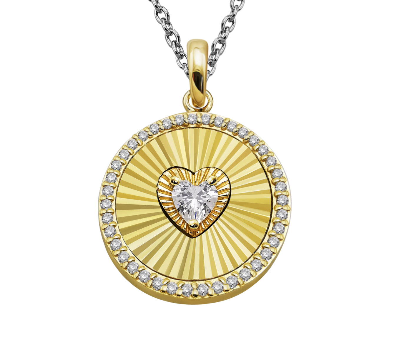 Unique & Co Gold Cubic Zirconia Heart Pendant Necklace