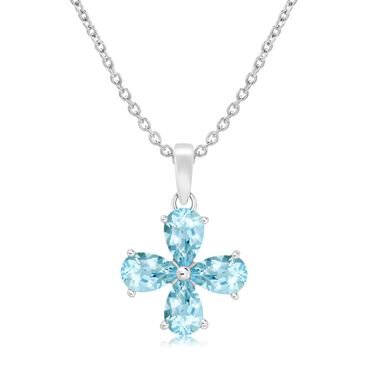Silver Blue Topaz Pendant Necklace