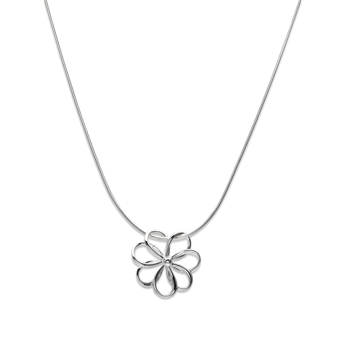 Unique & Co Silver Flower Outline Necklace - Rococo Jewellery