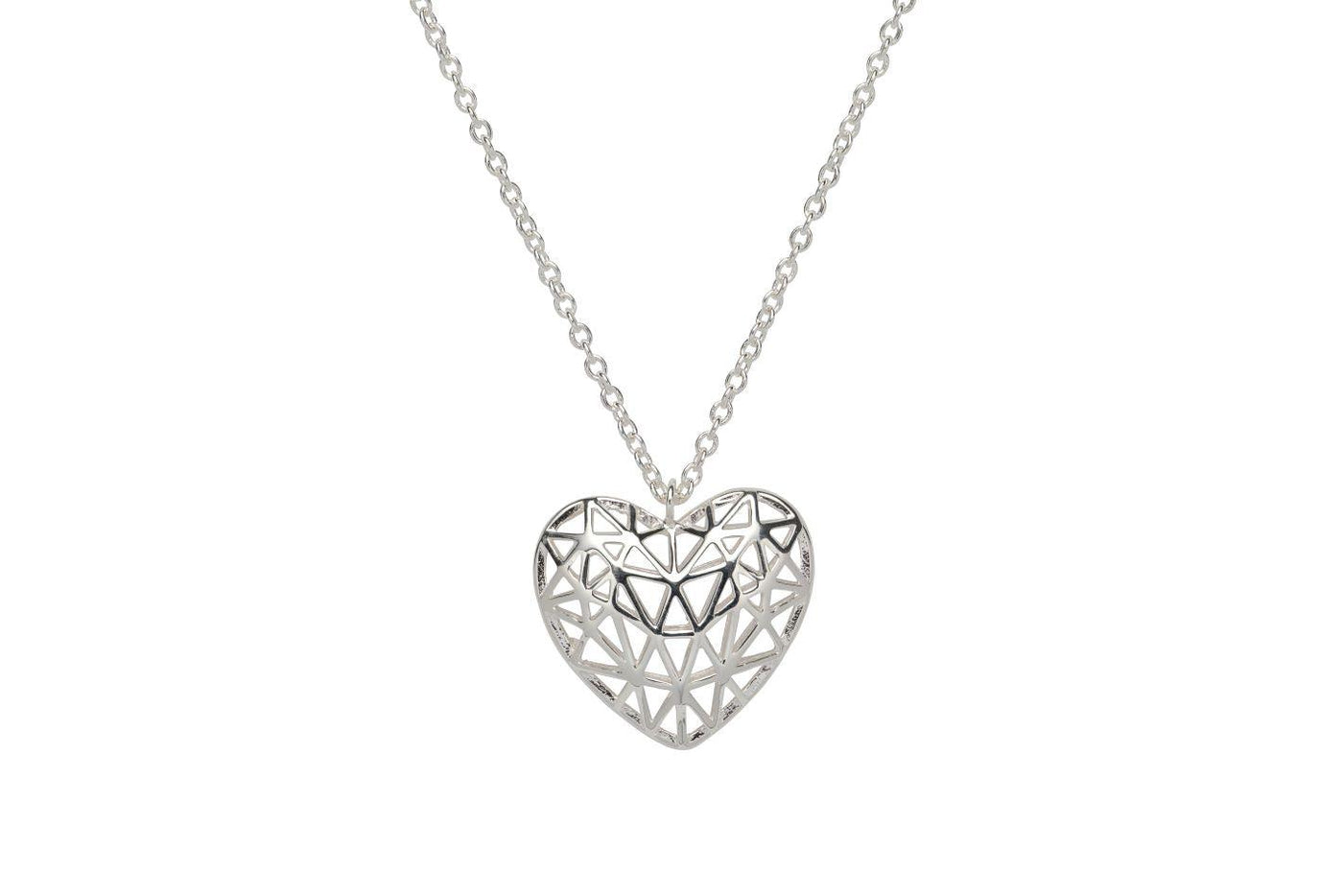 Unique & Co Silver Geometric Heart Pendant - Rococo Jewellery
