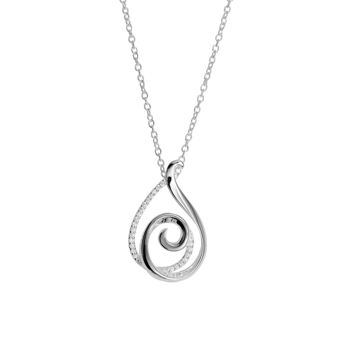 Unique & Co Silver Swirl Pendant Necklace - Rococo Jewellery