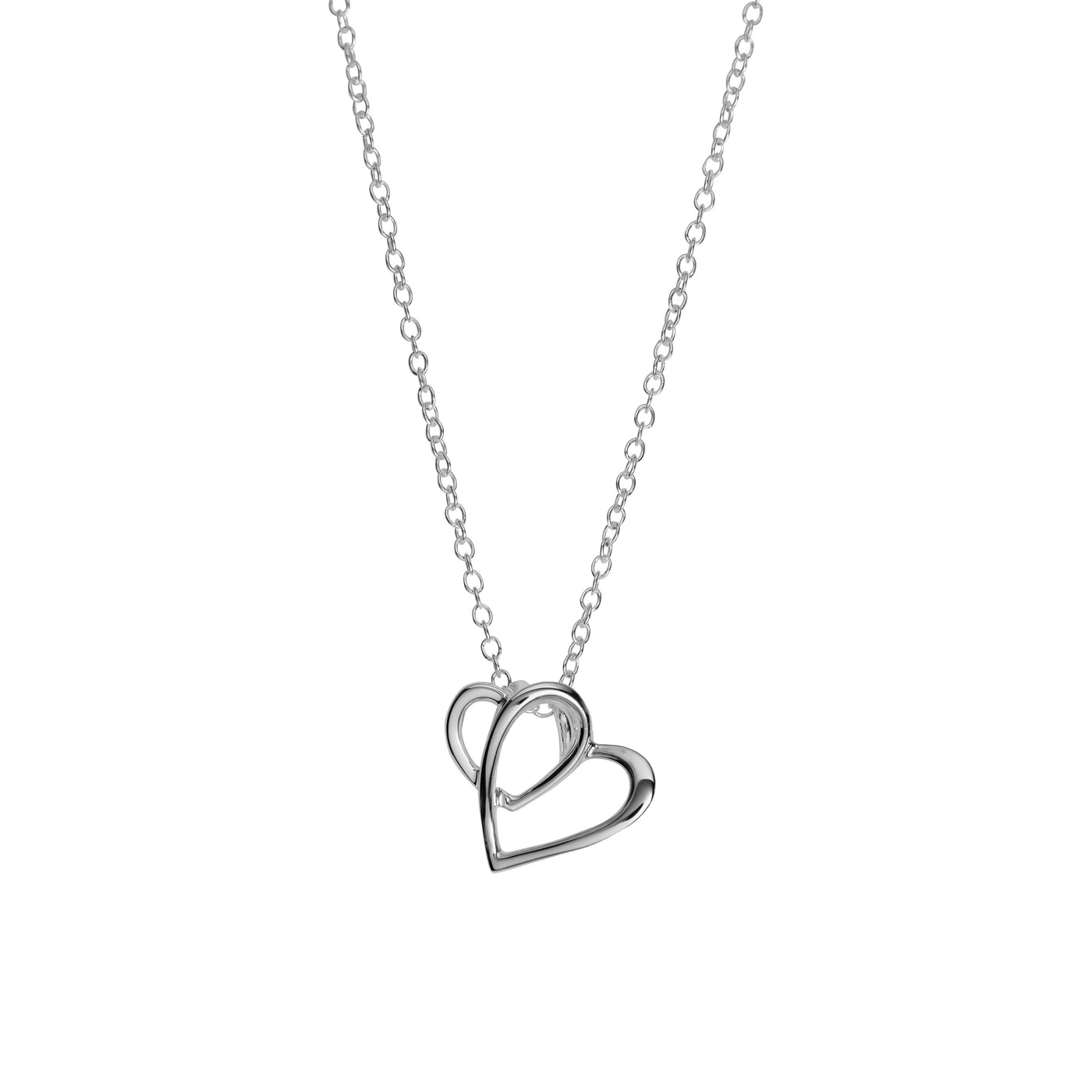 Unique & Co 3d Silver Hearts Necklace - Rococo Jewellery