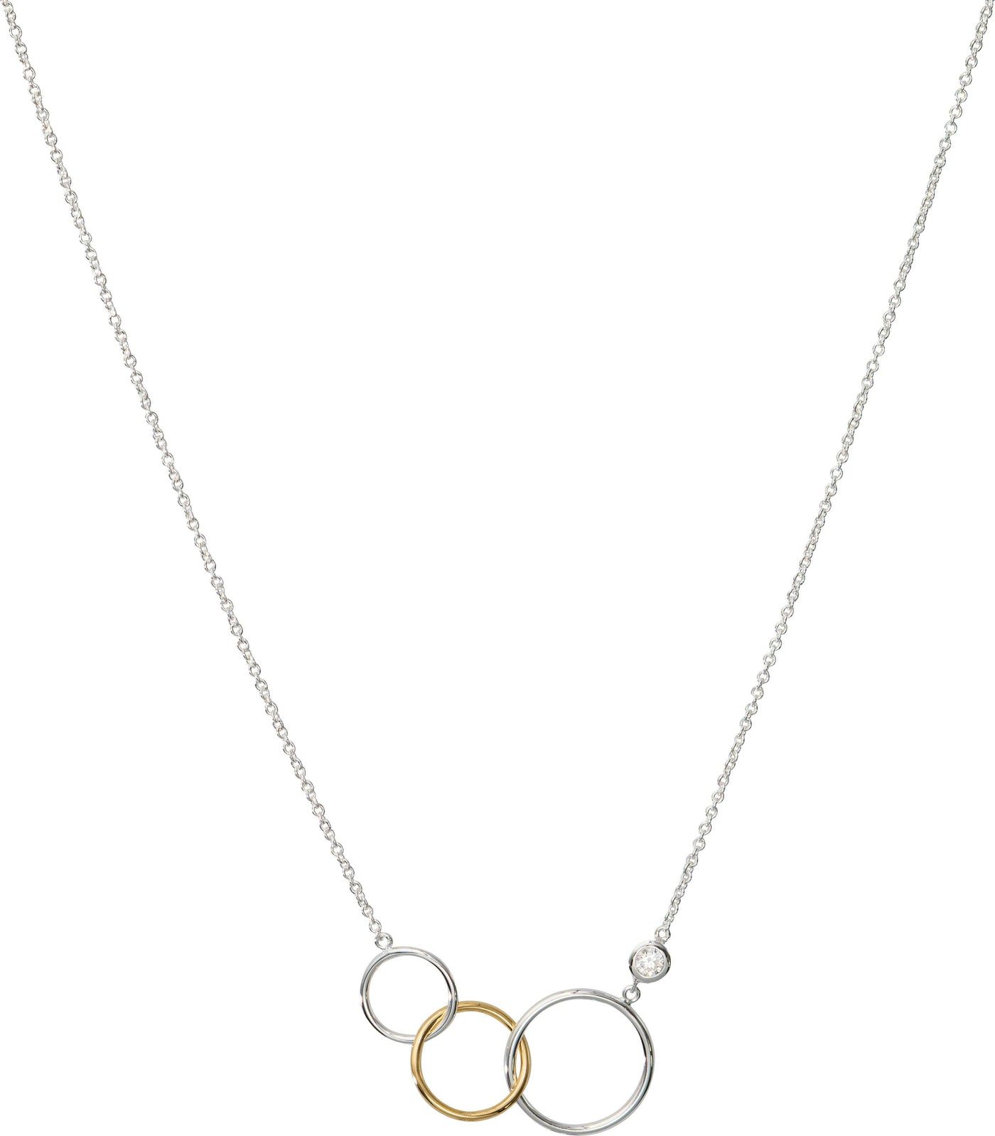 Unique & Co Gold Plated Silver Circles Necklace With CZ - Rococo Jewellery