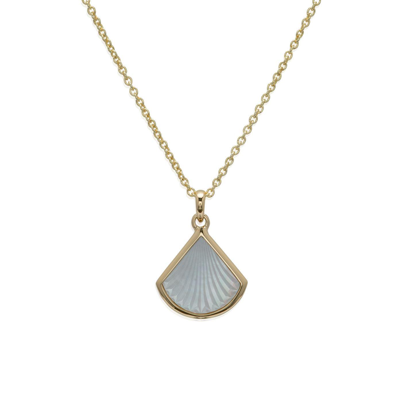 Unique & Co Gold & Mother of Pearl Fan Pendant - Rococo Jewellery