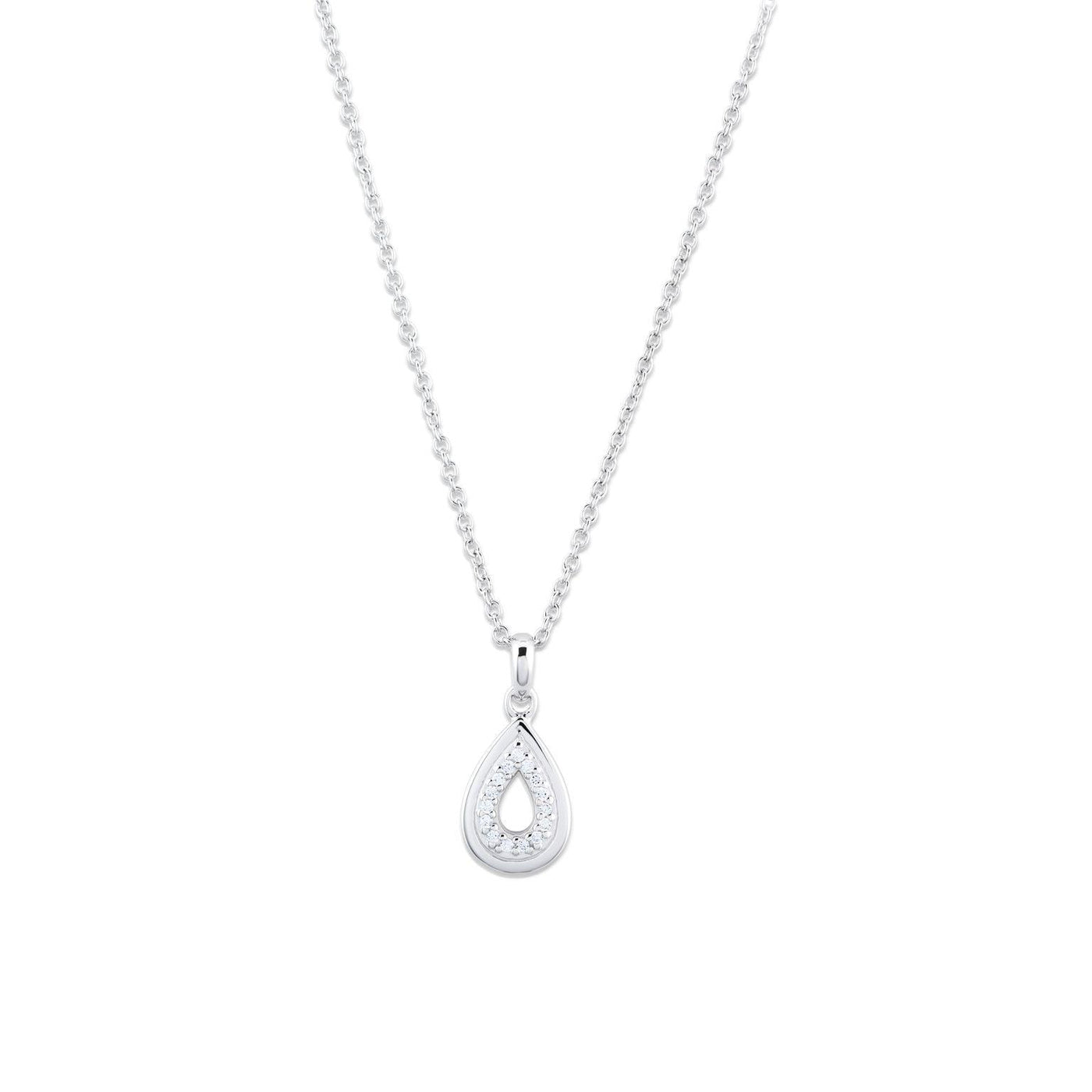Unique & Co Teardrop Silver Cubic Zirconia Necklace - Rococo Jewellery
