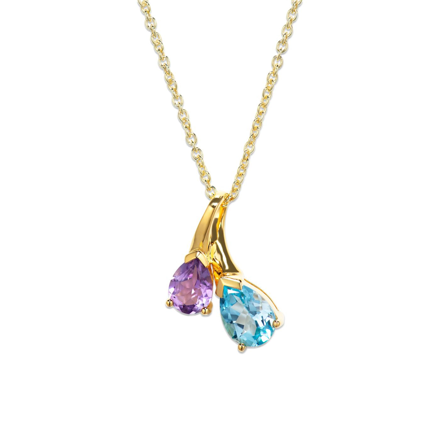 Unique & Co Gold Vermeil Amethyst and Blue Topaz Necklace
